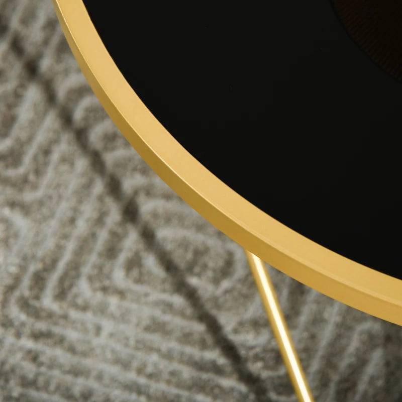 HOMCOM Glass Coffee Table 43x43x40cm - Black and Gold