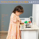 HOMCOM Kids Kitchen Play Set Cooking Toy w/ Wheels Sink for 3-5 Years Old Nature Wood