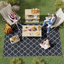 Outsunny Reversible Waterproof Outdoor Rug W/ Carry Bag, 182 x 274 cm, Black