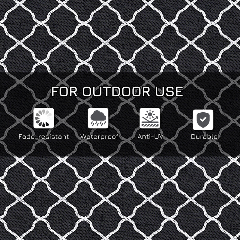 Outsunny Reversible Waterproof Outdoor Rug W/ Carry Bag, 182 x 274 cm, Black