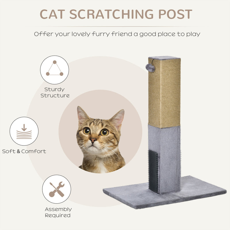 PawHut Cat Scratching Post 79cm Tall Scratcher Climber Cat Tree Activity Centre Grey