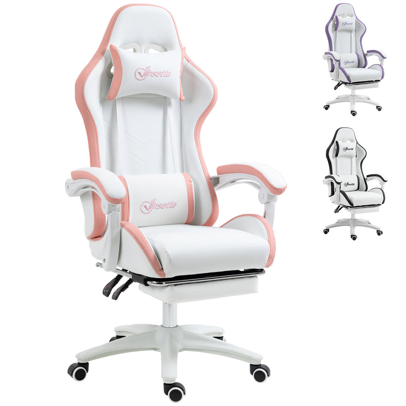 Vinsetto Racing Style Gaming Chair with Reclining Function Footrest, Pink