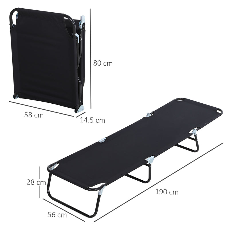 Outsunny Foldable Sun Lounger - Black