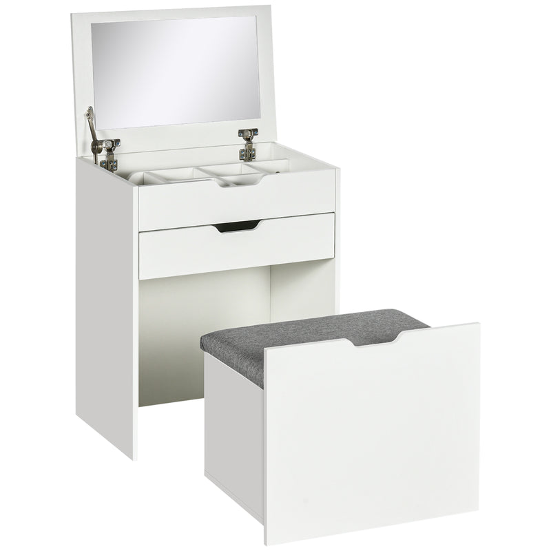 HOMCOM Dressing Table with Mirror and Stool, Vanity Table with Storage HOMCOM Dressing Table with Mirror and Stool, Vanity Table with Storage