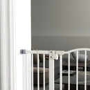 PawHut 74-100cm Adjustable Metal Pet Gate Safety Barrier w/ Auto-Close White