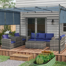 Outsunny 6 PCS Patio Rattan Sofa Set Conversation Furniture with Storage Blue