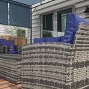 Outsunny 6 PCS Patio Rattan Sofa Set Conversation Furniture with Storage Blue