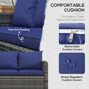 Outsunny 6 PCS Patio Rattan Sofa Set Conversation Furniture with Storage Blue