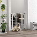 PawHut 74-80cm Adjustable Metal Pet Gate Safety Barrier w/ Auto-Close White