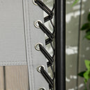 Outsunny Foldable Garden Recliner Chair Set of 2 w/ Footstool & Headrest, Grey