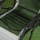 Outsunny Foldable Garden Recliner Chair Set of 2 w/ Footstool & Headrest, Grey