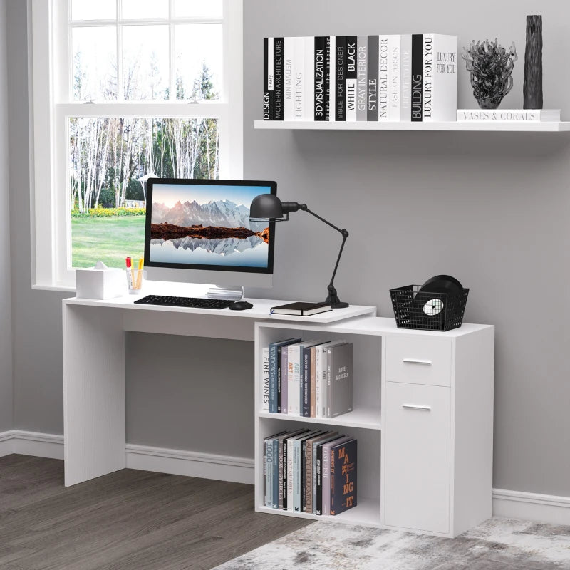 HOMCOM L Shaped Desk Computer Corner Desk Dining Table with Storage S