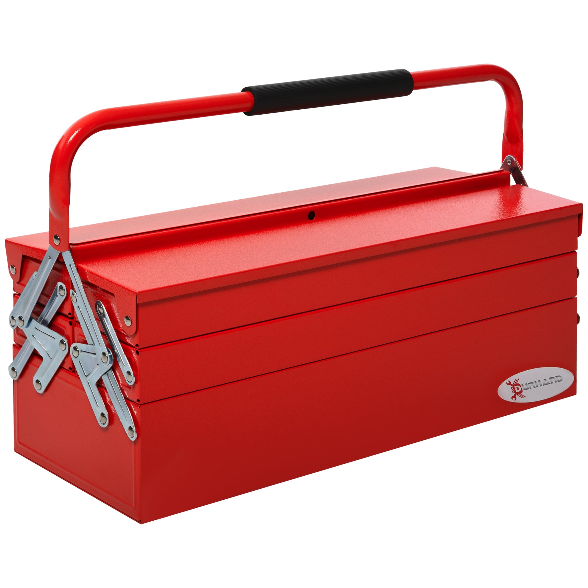 DURHAND Metal Cantilever Toolbox 3 Tier 5 Tray Storage Organizer w/ Ca