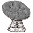 Outsunny 360° Swivel Rattan Papasan Moon Bowl Chair Round Outdoor W/ Padded-Grey