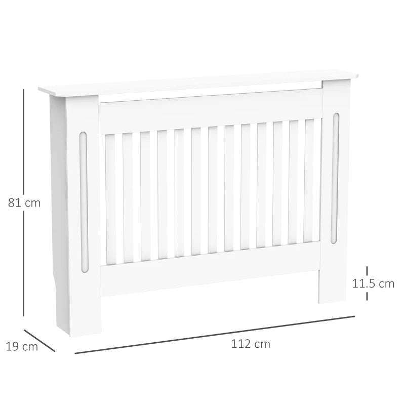 HOMCOM 112x81x19 cm MDF Radiator Cover Painted Slatted Cabinet Lined Grill-White