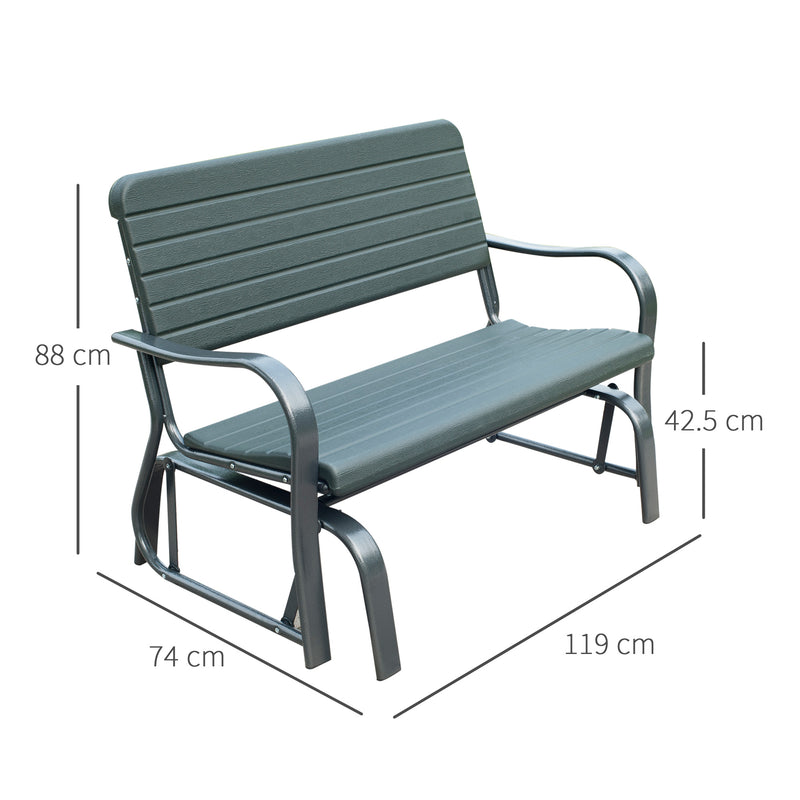 Outsunny-2 Seater Gliding Chair Bench - Green