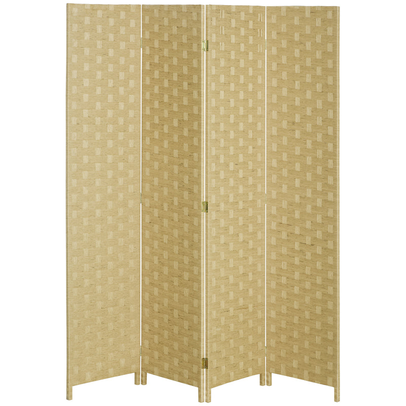 HOMCOM 4 Panel Folding Room Dividers for Wall, Privacy Screen Panels, Brown
