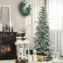 HOMCOM Christmas Tree Pencil Snow Flocked 6' with Realistic Cypress Branches