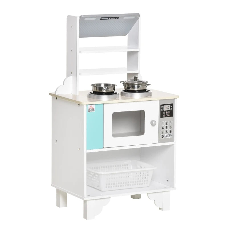 Kids Kitchen Play Cooking Toy Set w/ Pots, Cooking Bench for 3-6 Years Old