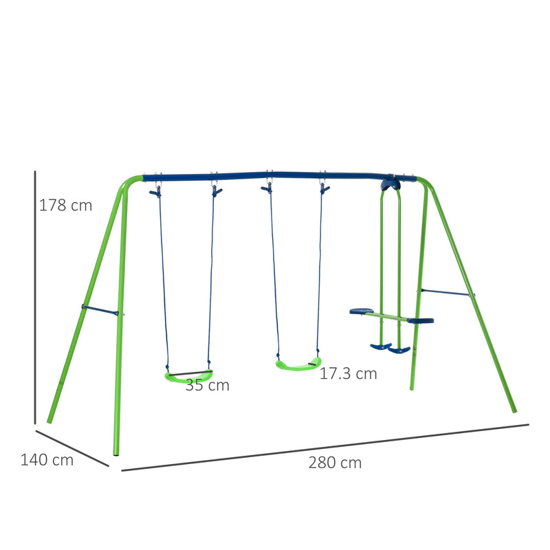 Outsunny Kids Swing - 2 Swings and Double Glider