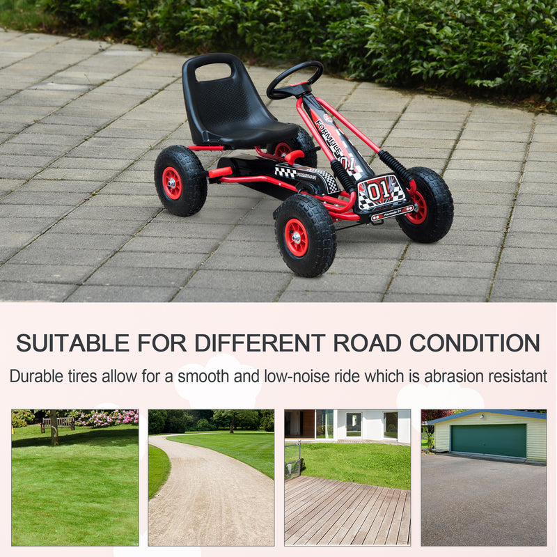 HOMCOM Kids Pedal Go Kart - Red & Black