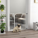 PawHut 74-94cm Adjustable Metal Pet Gate Safety Barrier w/ Auto-Close White