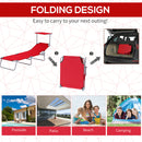 Outsunny Folding Chair Sun Lounger w/ Sunshade Garden Recliner Hammock Red