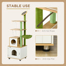 PawHut Cat Tree w/ Litter Box, Scratching Post, Cat House, Hammock - Oak Tone