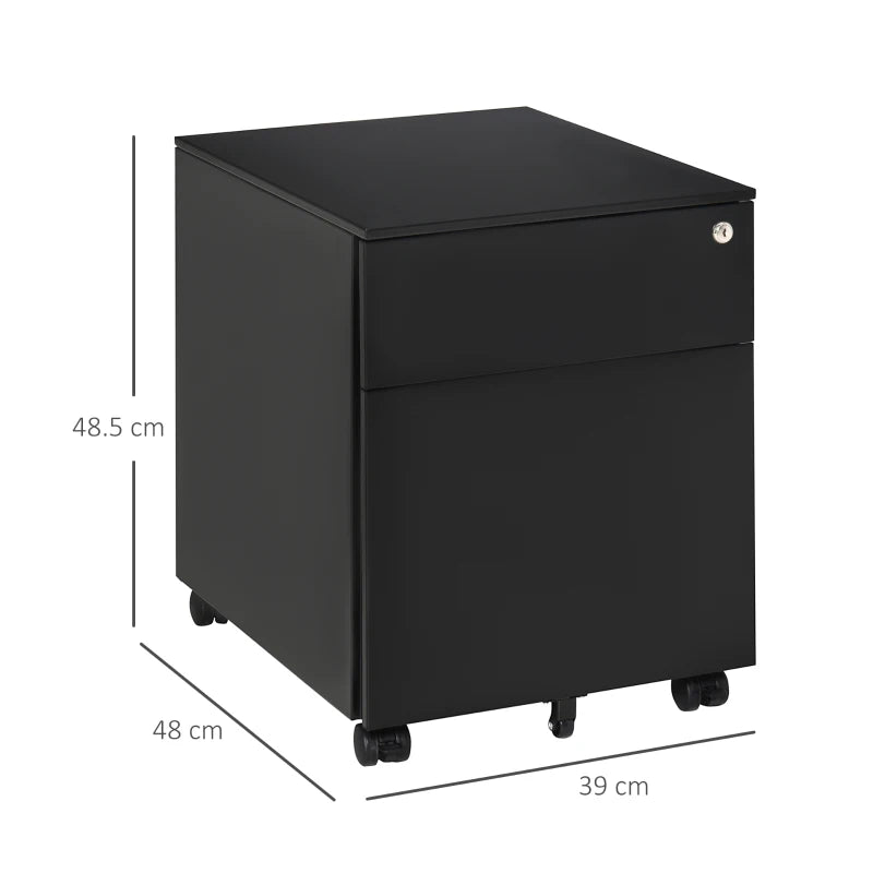 Vinsetto Filing Cabinet with 2 Drawers 39x48x48cm Black