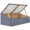 Outsunny Wood Cold Frame Greenhouse Garden Polycarbonate Grow House, Light Grey