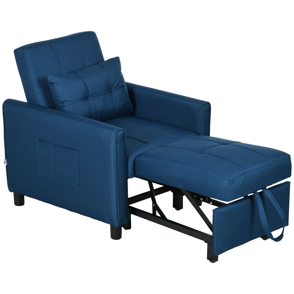 HOMCOM 3 In 1 Pull Out Chair Bed, Convertible Sleeper Chair with Adjus