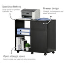 HOMCOM Printer Stand with Open Storage Shelves Black