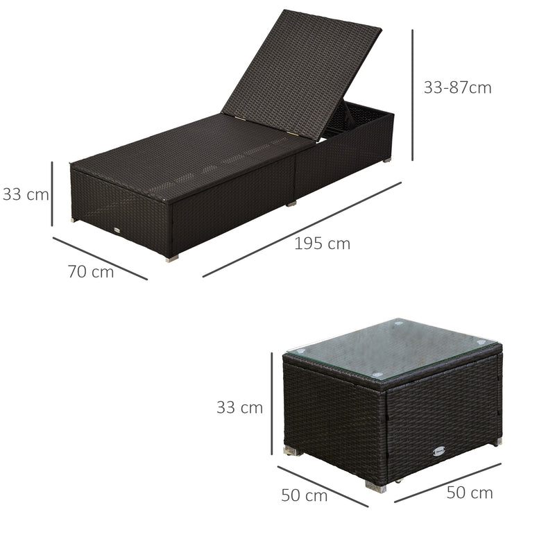 Outsunny Rattan Lounge Set - Natural
