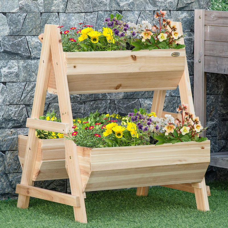 Outsunny Garden Bed Wooden Planter Box 80.5H x 68W x 57.5Dcm