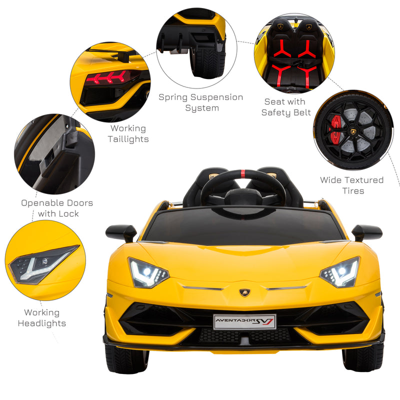 HOMCOM Kids Electric Ride on Lamborghini Aventador 12v - Yellow