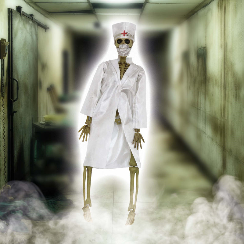 Halloween Hanging Skeleton Male Nurse 40cm