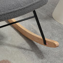 HOMCOM Wingback Rocking Chair For Nursing W/ Steel Frame And Wooden Base Grey