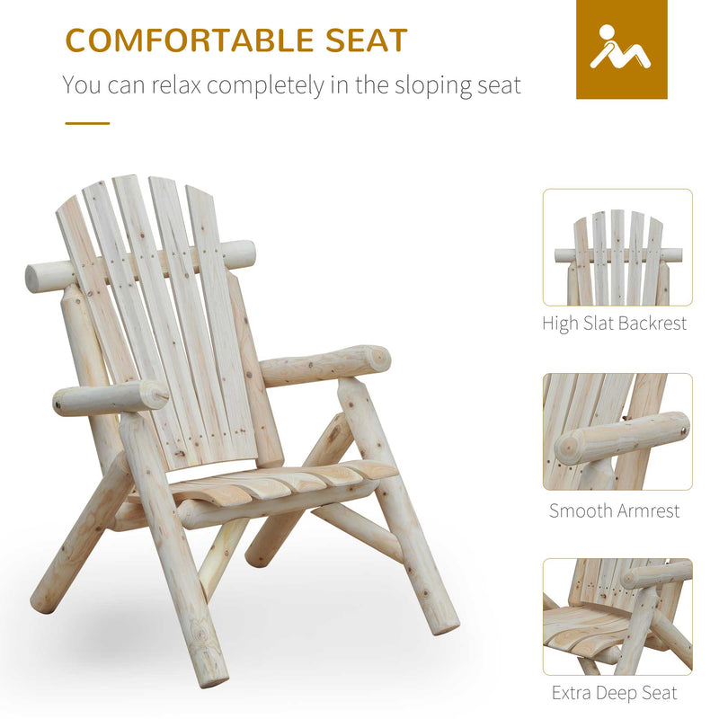 Outsunny Adirondack Chair -Natural Wood