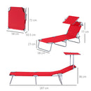Outsunny Folding Chair Sun Lounger w/ Sunshade Garden Recliner Hammock Red