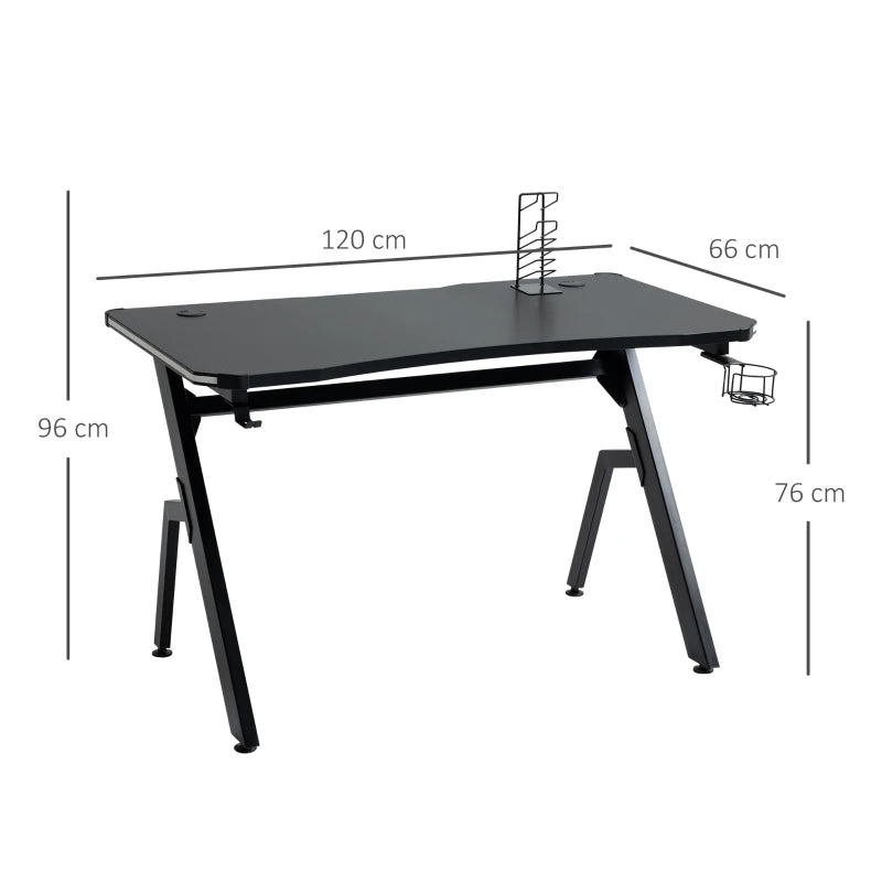 HOMCOM Gaming Desk with LED Lighting Strip 120cm Black