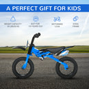 Kids Balance Bike 12" with Motorbike Look - Blue