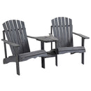 Outsunny Wooden Outdoor Double Adirondack Chair W/ Center Table & Umbrella Hole