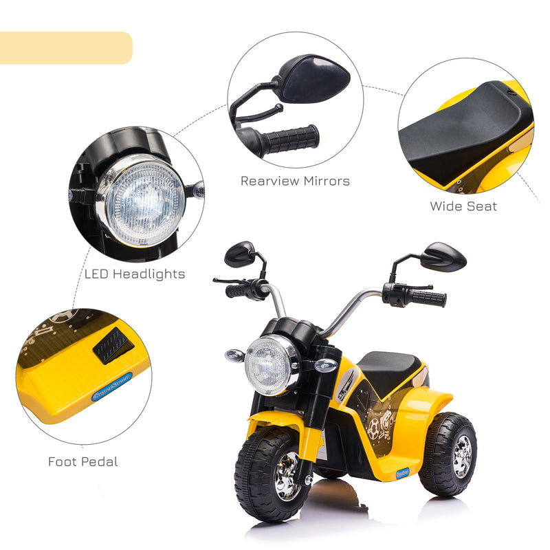 HOMCOM Kids Electric Ride On Motorcycle Bike - Yellow