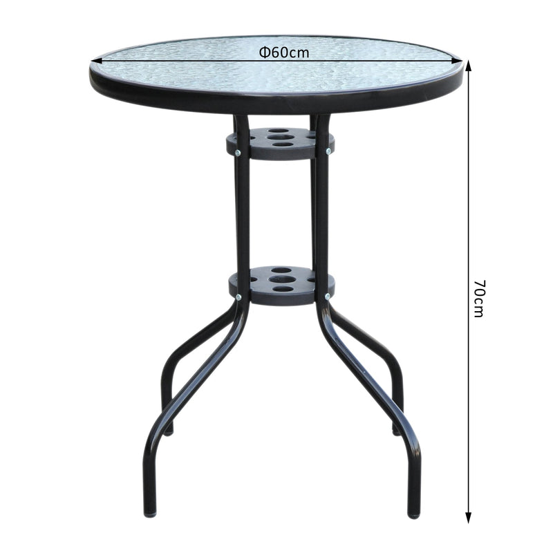 Outsunny Glass Top Patio Table - Black