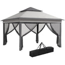 Outsunny 3 x 3(m) Pop Up Gazebo Tent with Netting, Height Adjustable, Grey