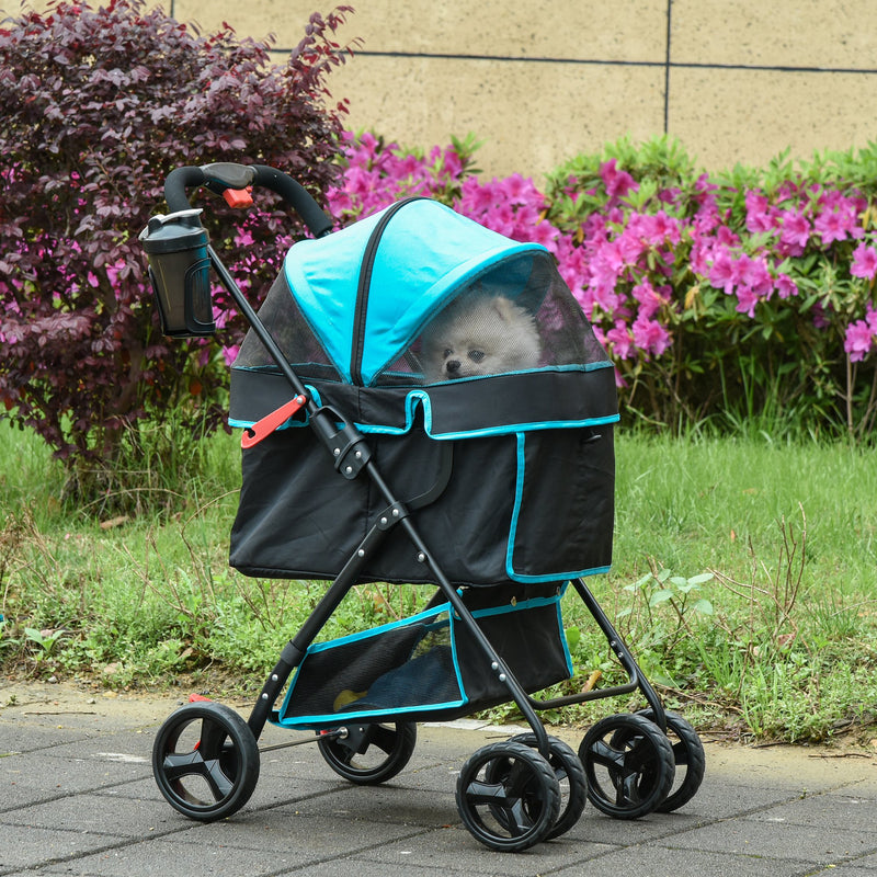 PawHut Pet Stroller with  Adjustable Canopy Removable Cloth - Blue