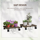 Outsunny 2 Pack Plant Stand with Wheels Mobile Flowerpot Holder for Indoor & Outdoor Use