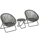 Outsunny 3 Piece Garden Furniture Set, PE Rattan Bistro Sets for 2 for Garden