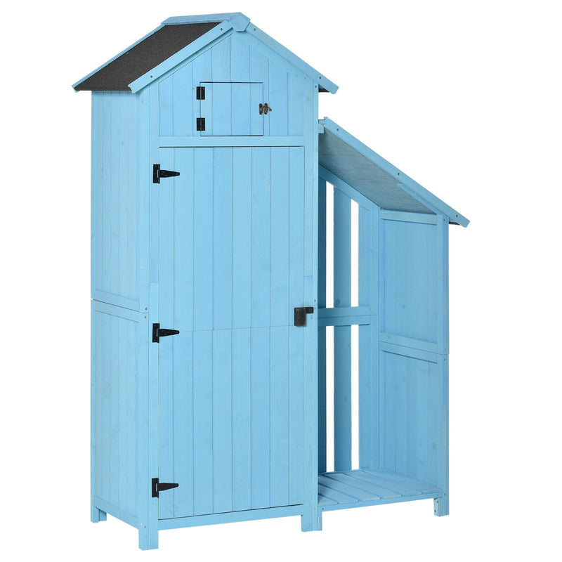 Garden Storage Shed - Firewood House Storage 130L x 54.5W x 180H cm Blue