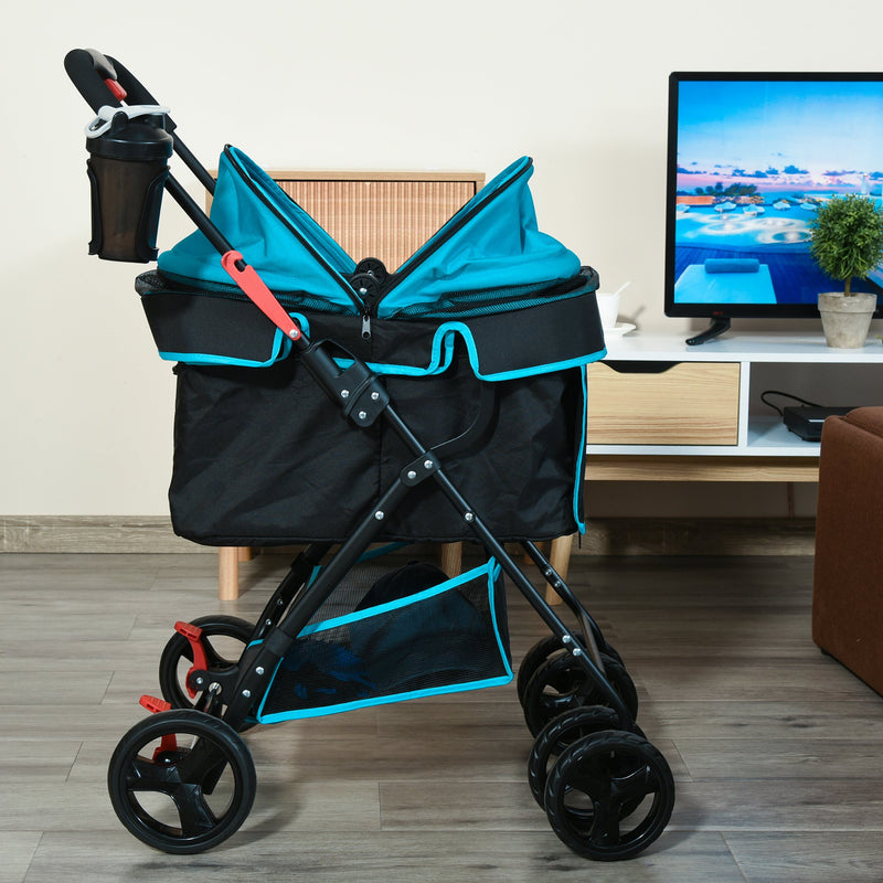 PawHut Pet Stroller with  Adjustable Canopy Removable Cloth - Blue